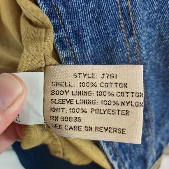 Vintage Contrast Denim Bomber Jacket sz Medium - Picture 8 of 13